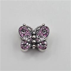 Pandora S925 ALE Sterling Silver Dazzling Pink CZ Butterfly Charm 797882NCCMX